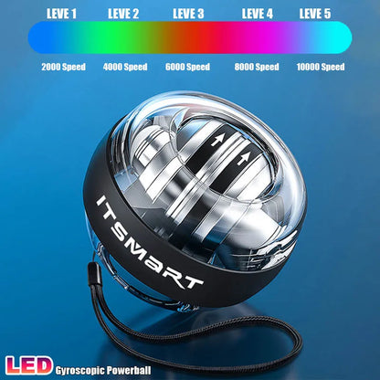 LED Wrist Ball Centrifuge Gyro Wrist Press Automatic Start Range Gyro Ball Arm Hand Muscle Strength Forearm Trainer Fitness Equi